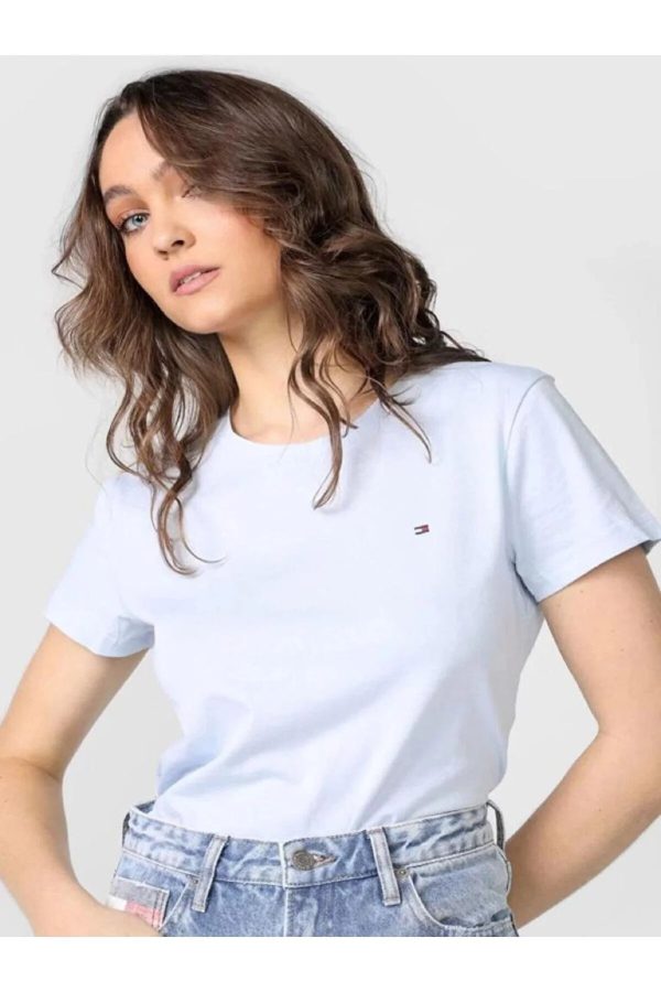 تی شرت زنانه با لوگوی دوخته شده روی سینه Tommy Hilfiger